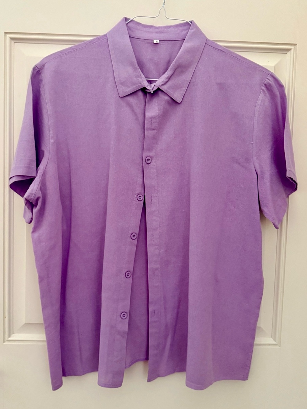 Men's Lavender Short-Sleeve Button-Up Shirt